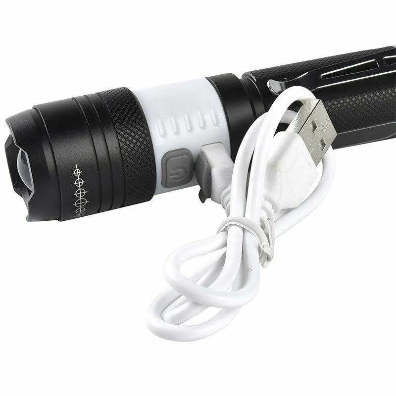 Ultrabright LED T6 Zoomable USB Rechargeable Flashlight Torch  18650   Charger