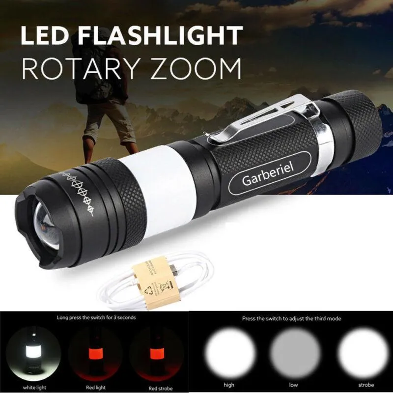 Ultrabright LED T6 Zoomable USB Rechargeable Flashlight Torch  18650   Charger