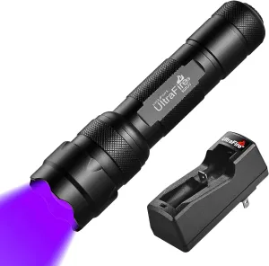 ULTRAFIRE UV Flashlight 395-405 nm Led Blacklight for Curing UV Glue, Leak Detector, Pet Urine Stain