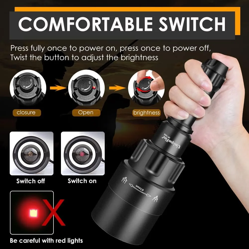 UniqueFire 1605 850nm IR Illuminator Flashlight Lights for Night Vision Zoomable Infrared Flashlight Illuminator with Dual Control Remote Pressure Switch, USB Charger and Scope Mount Set