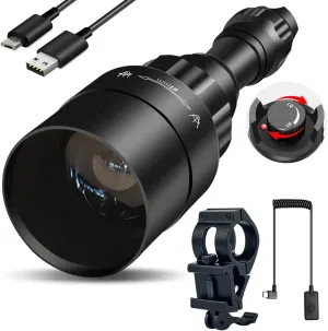UniqueFire 1605 850nm IR Illuminator Flashlight Lights for Night Vision Zoomable Infrared Flashlight Illuminator with Dual Control Remote Pressure Switch, USB Charger and Scope Mount Set