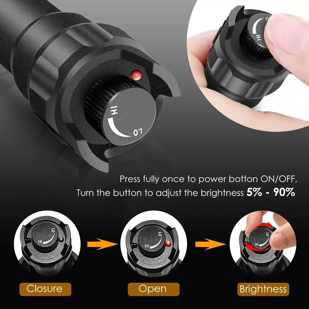 UniqueFire 1605 T75 940nm IR Illuminator Flashlight Lights for Night Vision Zoomable Infrared Flashlight Illuminator with Dual Control Remote Pressure Switch, USB Charger and Scope Mount Set