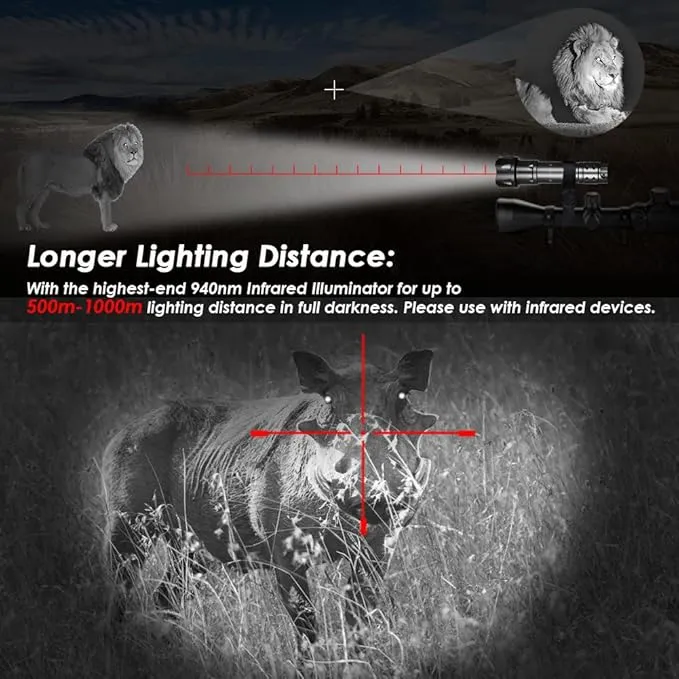 UniqueFire 2002D Vcsel 850nm IR Illuminator Flashlight Lights for Night Vision,Fresnel Lens Zoomable Infrared Illuminator IR Spotlight,Rapid Dimmer Switch, Max Lighting 1000M