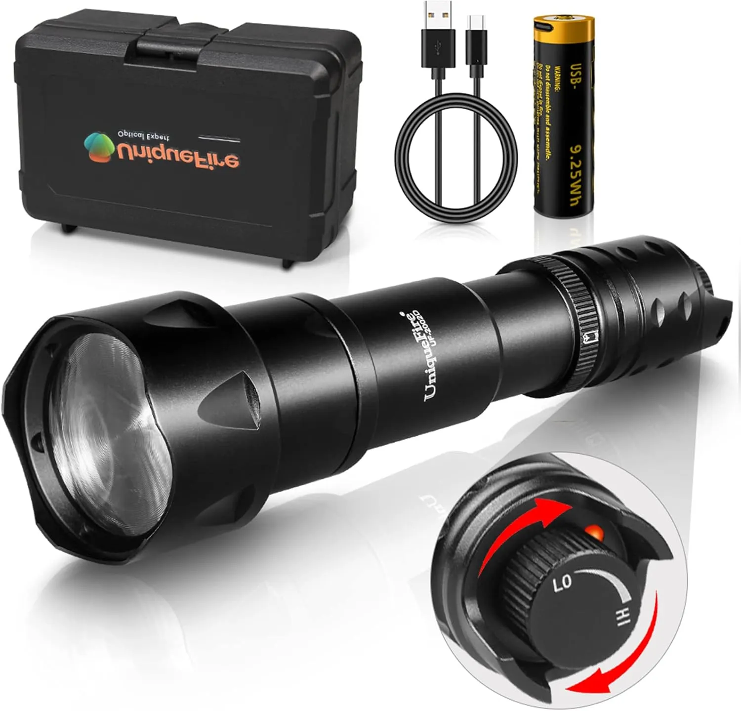 UniqueFire 2002D Vcsel 940nm IR Light Illuminator for Night Vision,Fresnel Lens Zoomable IR Illuminator Flashlight with Rapid Dimmer Switch, Max Lighting 1000M