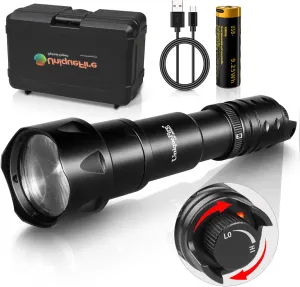 UniqueFire 2002D Vcsel 940nm IR Light Illuminator for Night Vision,Fresnel Lens Zoomable IR Illuminator Flashlight with Rapid Dimmer Switch, Max Lighting 1000M
