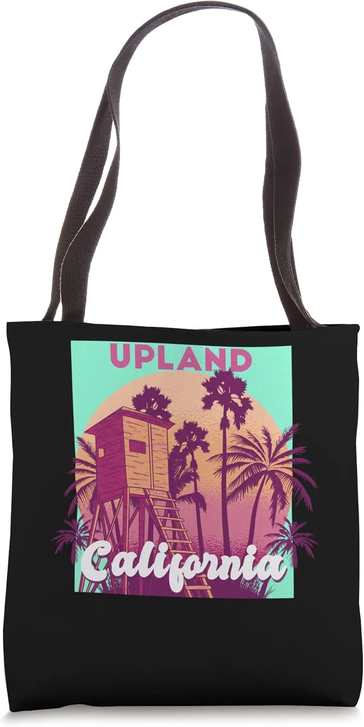 Upland California palm tree beach retro vintage design Tote Bag