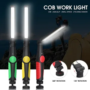 USB Rechargeable COB LED Flashlight Torch Magnetic COB Work Light Stepless Dimming Magnet Lamp 18650 Battery For Outdoor Camping