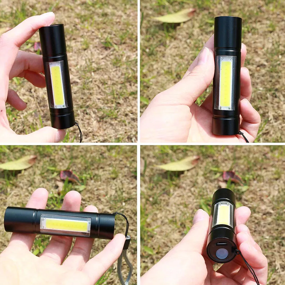 USB Rechargeable Flashlight 3 Lighting Mode COB XPE LED Mini Flashlight Waterproof Portable Used for camping, cycling, work, etc
