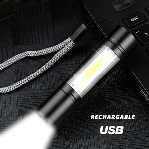 USB Rechargeable Flashlight 3 Lighting Mode COB XPE LED Mini Flashlight Waterproof Portable Used for camping, cycling, work, etc