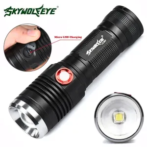 USB Rechargeable Flashlight Torch ZOOMABLE Portable XM-L2 U2 LED 3 Mode 18650 Flashlight Waterproof Black Bicycle Light 40OT19