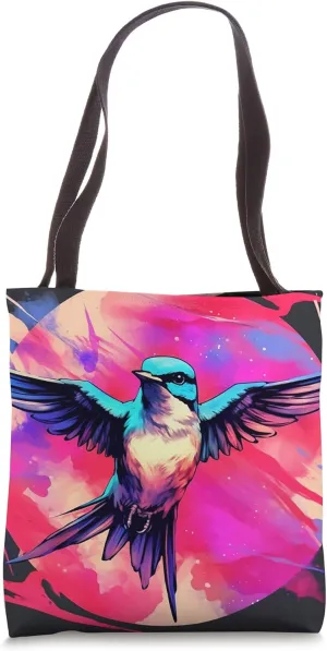 Vaporwave Aesthetic Tree Swallow Tote Bag