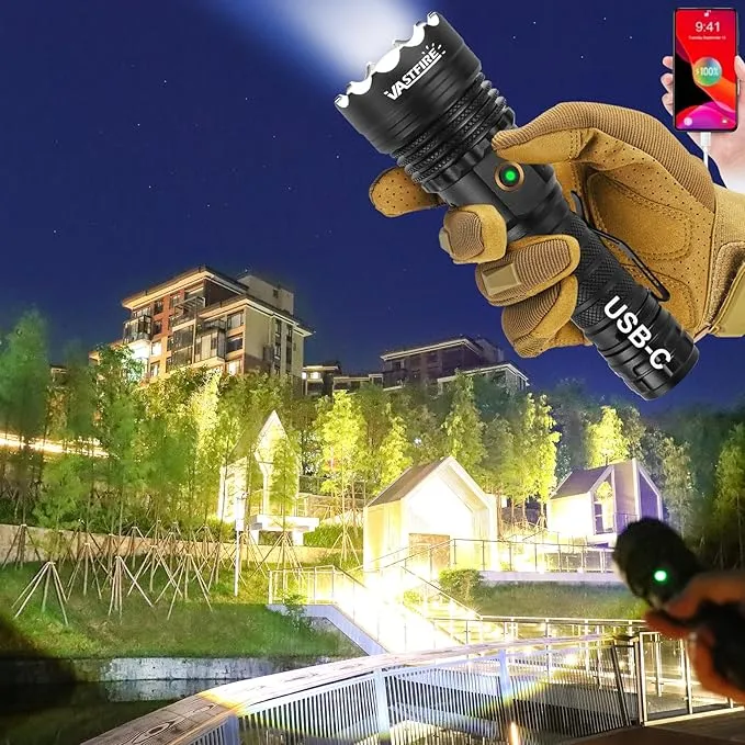 VASTFIRE World's Smallest & Brightest Flash Light 10,000 lumens 1-Mile Best Long Throw Spotlight Flashlights Most Powerful Flashlight High Lumens LEP   LED Combo