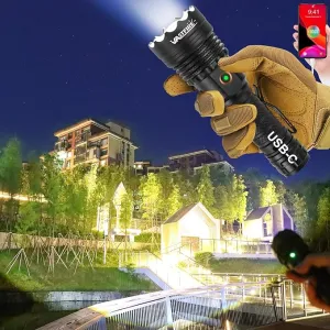 VASTFIRE World's Smallest & Brightest Flash Light 10,000 lumens 1-Mile Best Long Throw Spotlight Flashlights Most Powerful Flashlight High Lumens LEP   LED Combo