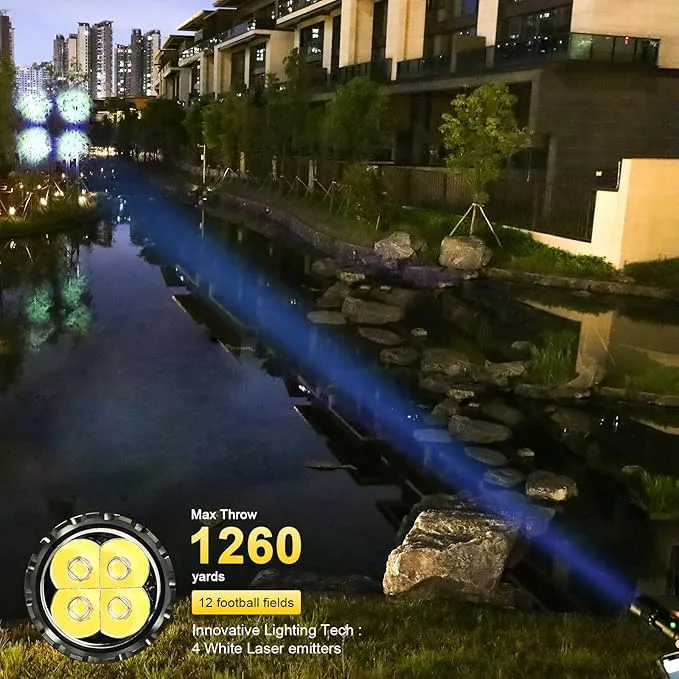 VASTFIRE World's Smallest & Brightest Flash Light 10,000 lumens 1-Mile Best Long Throw Spotlight Flashlights Most Powerful Flashlight High Lumens LEP   LED Combo