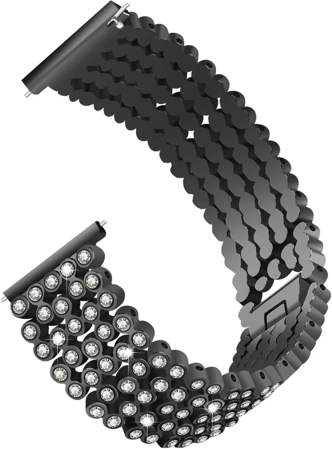 Versa 3 Watch Strap, Women Replacement Jewelry Strap Stainless Steel Rhinestones Wristband Adjustable Watch Accessories Strap Compatible with Versa 3/Sense Smart Watch (Black)