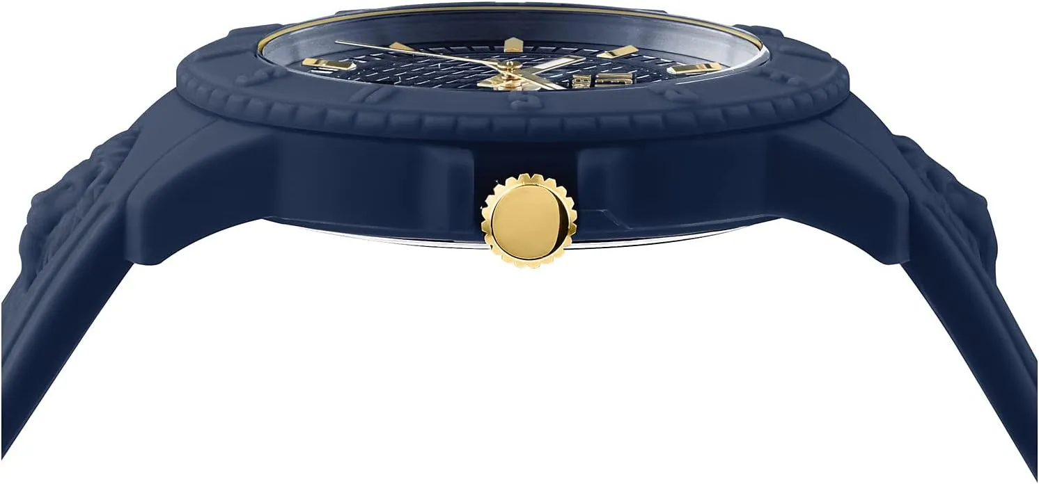 Versus Versace Mens Tokyo. Sporty Fashion Watch with Date Function. Adjustable Silicone Strap. Includes Travel Gift Pouch.