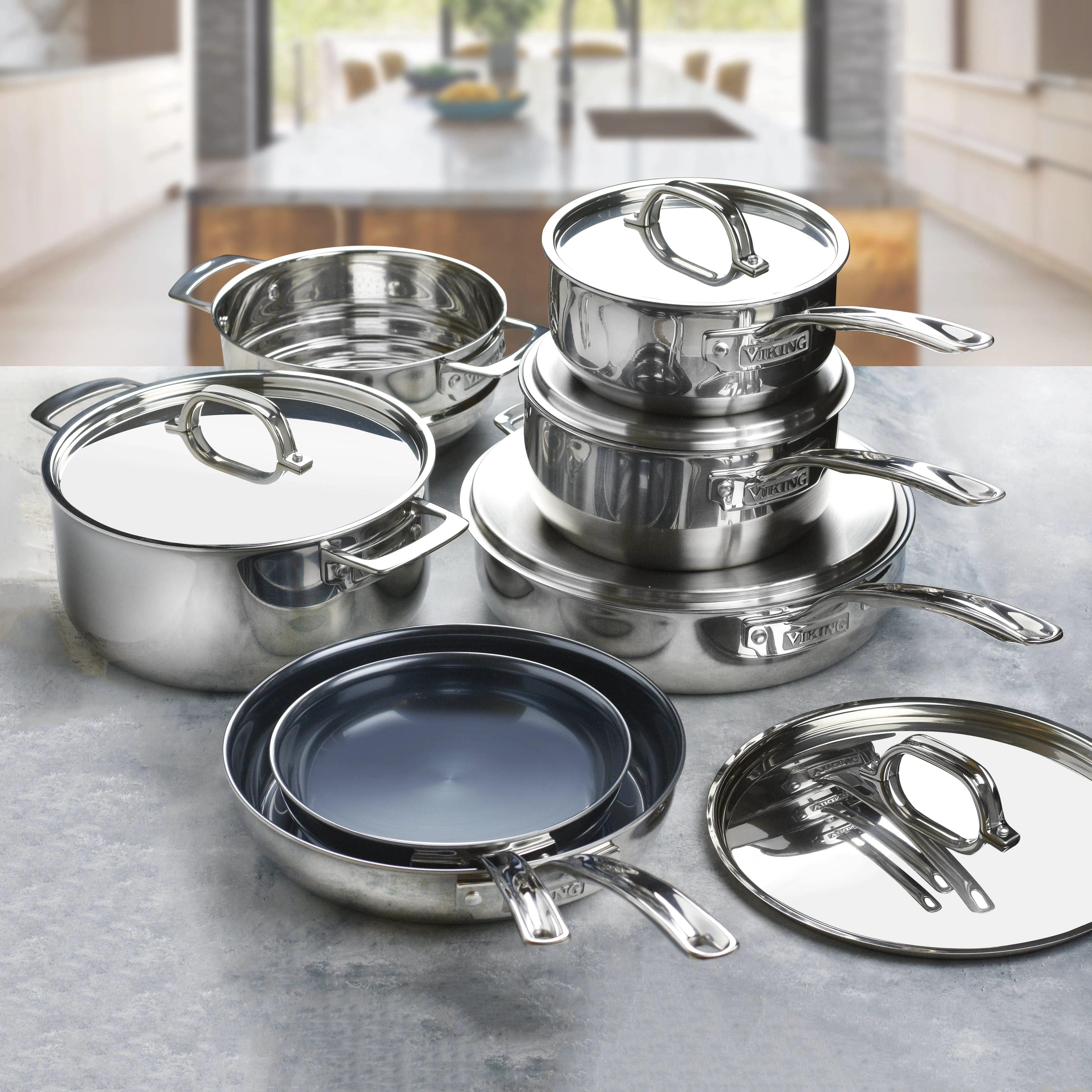 Viking PerformanceTi 12 Piece Titanium Stainless Steel Cookware Set