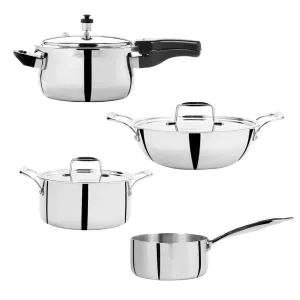VINOD Doniv Titanium Triply Stainless Steel 4 Piece Jumbo Cookware Set