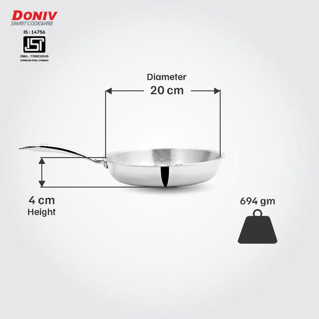 VINOD Doniv Titanium Triply Stainless Steel Fry Pan 20 cms, Induction Friendly