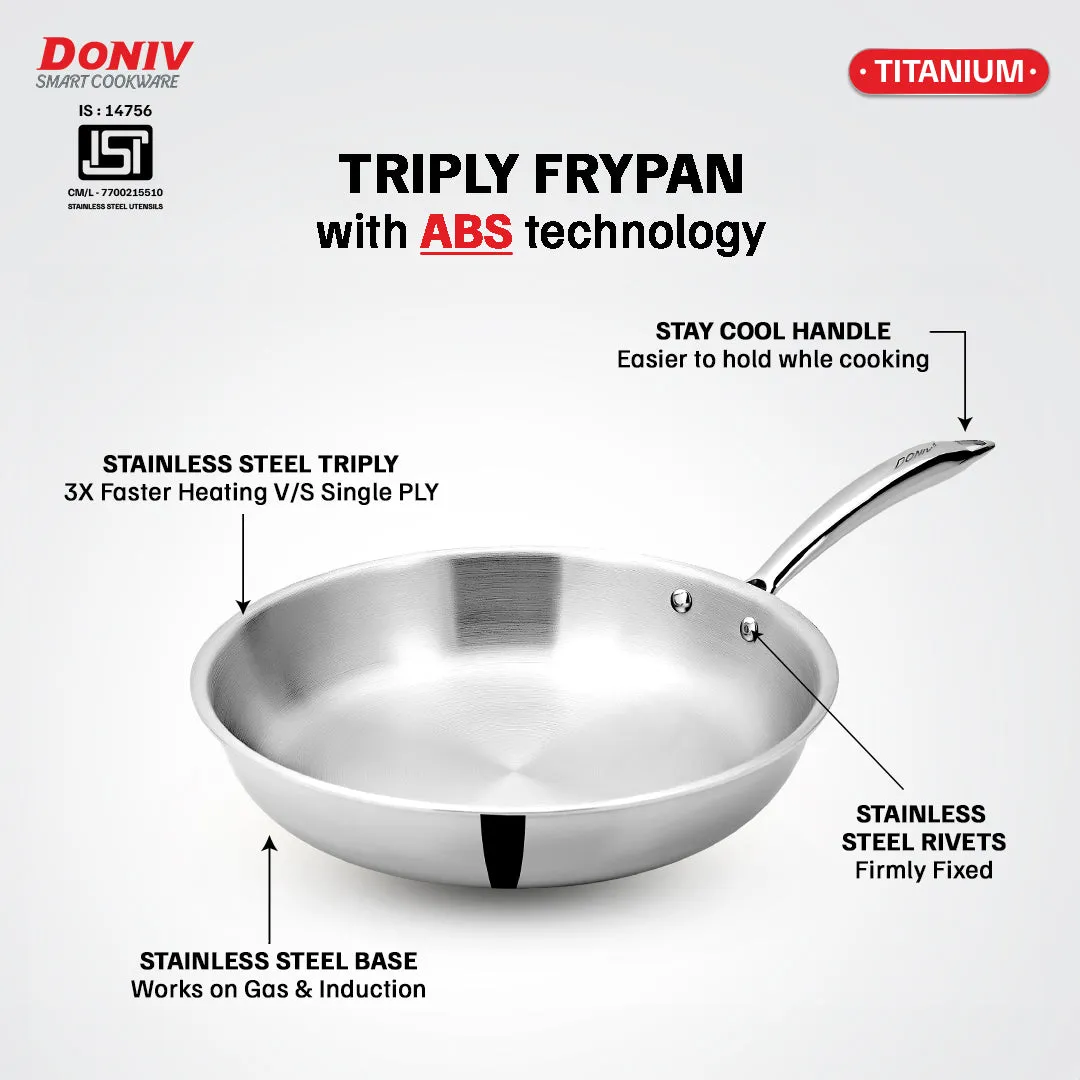 VINOD Doniv Titanium Triply Stainless Steel Fry Pan 20 cms, Induction Friendly