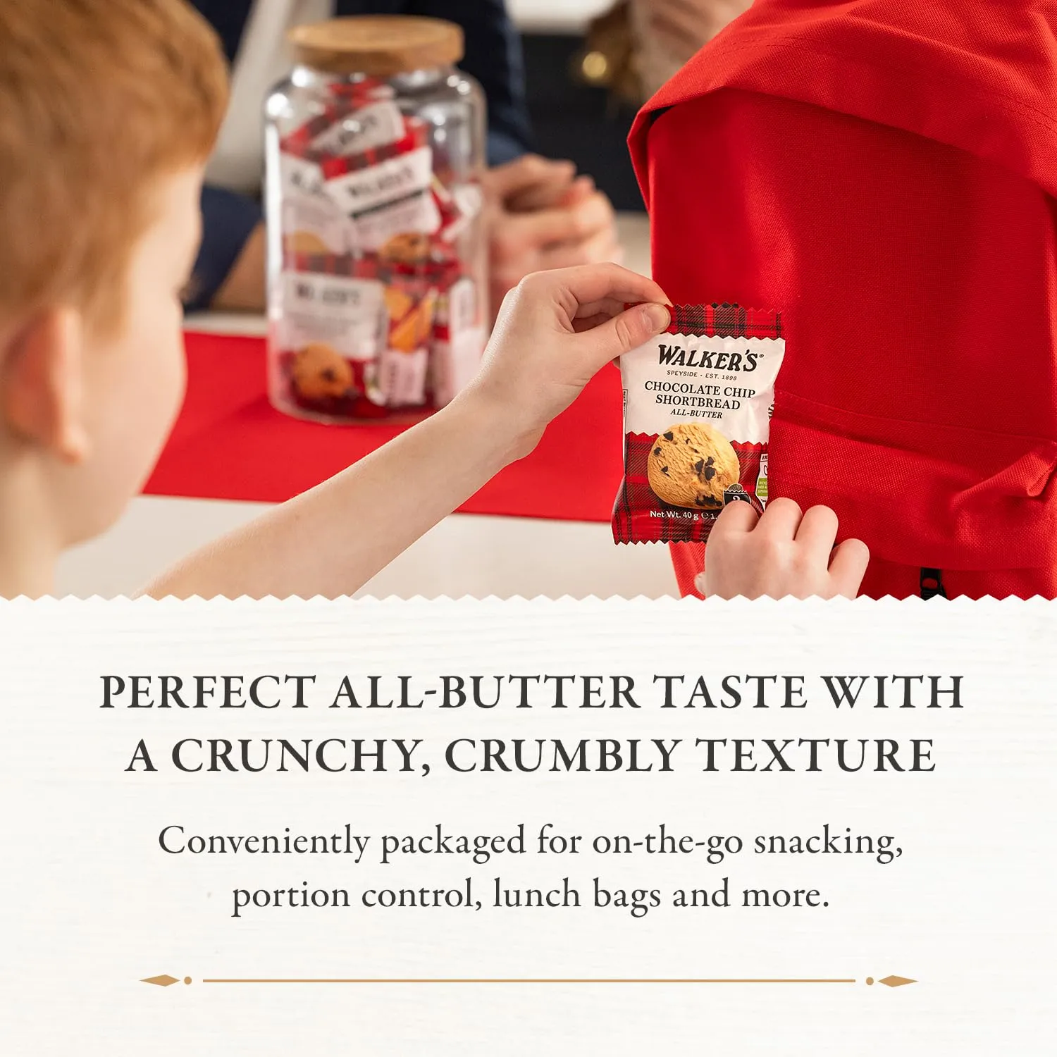 Walker's Shortbread Chocolate Chip Cookies, All-Butter Shortbread Cookies, 1.4 Oz Snack Packs (Pack of 20)