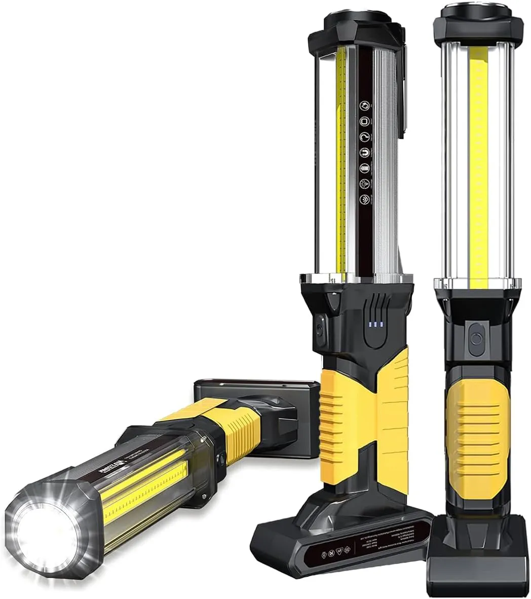 WARSUN LED Work Light 2pack Rechargeable Work Light Portable Flashlight Magnetic 1500 Lumens COB Work Lights Handheld Worklight Outdoors Car Inspection Light with Hook for Car Repair Machine Emergency