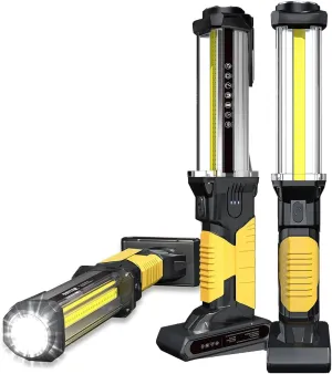 WARSUN LED Work Light 2PC Rechargeable Work Light Portable Flashlight Magnetic 1500 Lumens COB Work Lights Handheld Worklight Trouble Car Inspection Light with Hook for Car Repair Machine Emergency