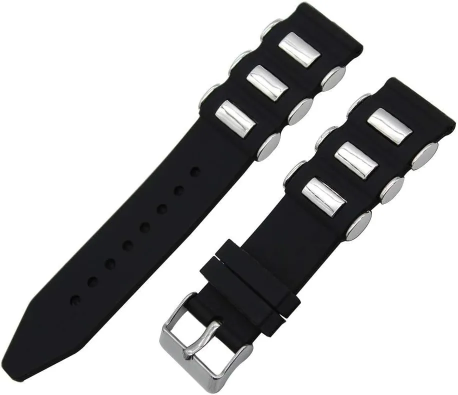 watch strap 22mm 24mm 26mm silicone rubber watchband with stainless steel buckle universal watch band wrist strap