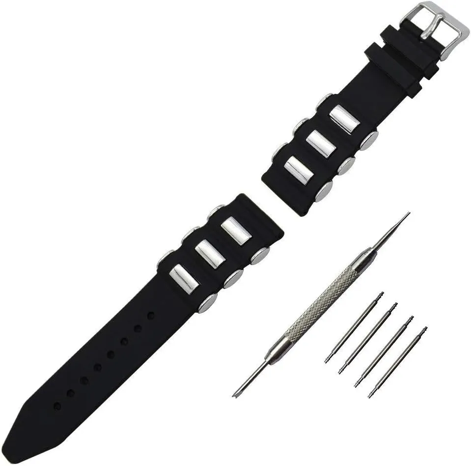 watch strap 22mm 24mm 26mm silicone rubber watchband with stainless steel buckle universal watch band wrist strap