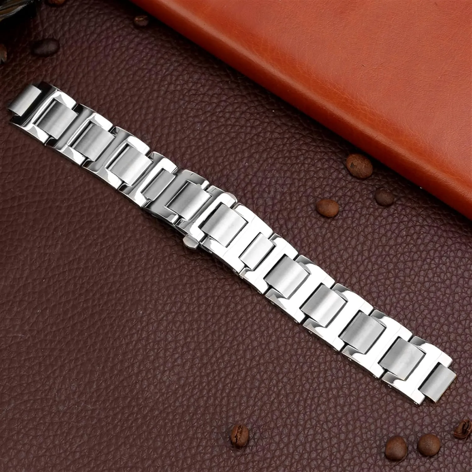 Watch Strap Silver Stainless Steel Strap 8mm 11mm 12mm Button Concealed Clasp Replacement Bracelet Accessories