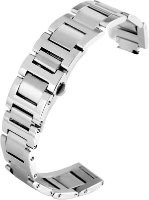 Watch Strap Silver Stainless Steel Strap 8mm 11mm 12mm Button Concealed Clasp Replacement Bracelet Accessories
