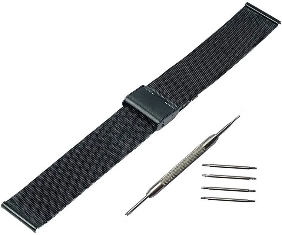 watch strap universal watchband 16mm 18mm 20mm 22mm 24mm mesh stainless steel watch band strap link bracelet black rose gold silver bracelet qw
