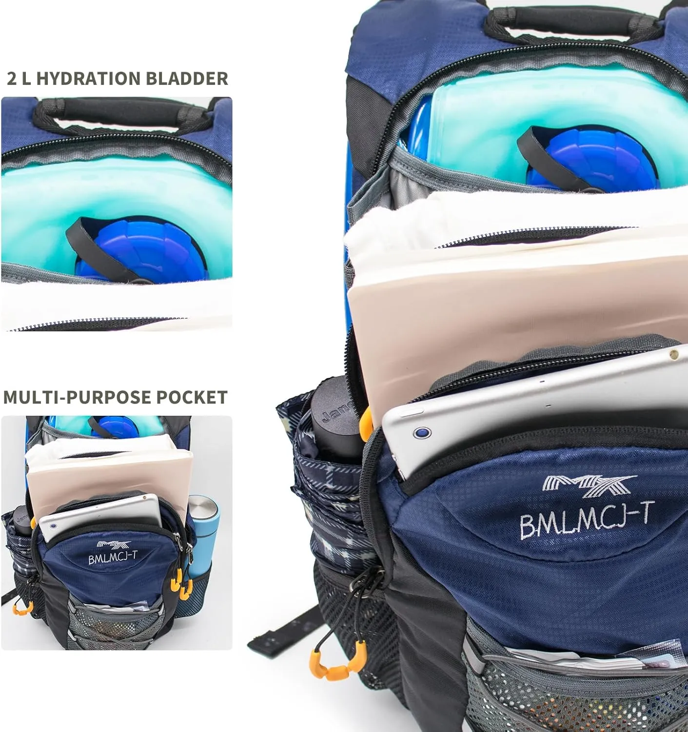 Water Backpack with 2L Water Bladder-Waterproof Insulated Hydration Backpack Women& Men Tactical Lightweight 25L Hydration Backpack with Storage for Hiking Running Biking Cycling