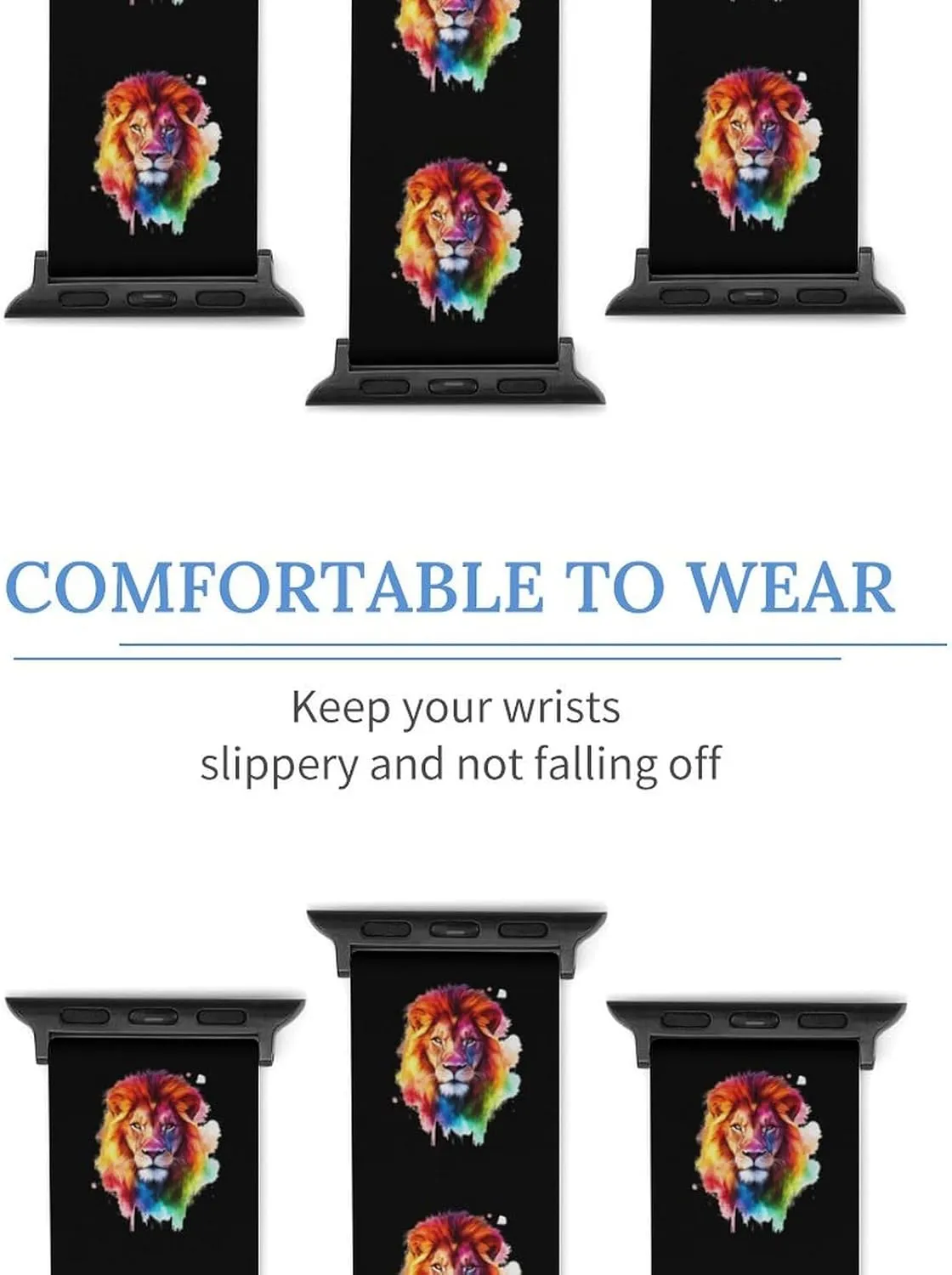 Watercolor Lion Adjustable Silicone Watchband Compatible with IWatch Classic Soft Sports Watch Strap for Men Women