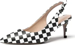WAYDERNS Women's Slingback Pointed Toe Buckle Ankle Strap Wedding Matte Adjustable Strap Sexy Stiletto Mid Heel Pumps Shoes 2.5 Inch