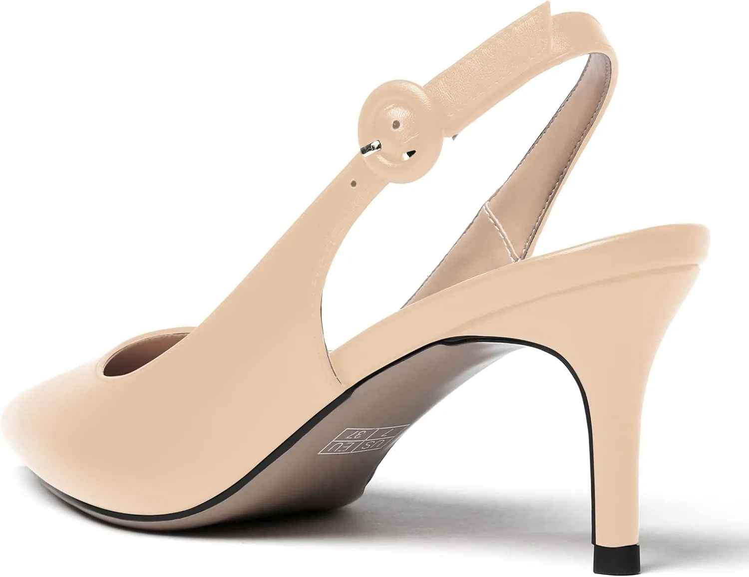 WAYDERNS Women's Slingback Pointed Toe Buckle Ankle Strap Wedding Matte Adjustable Strap Sexy Stiletto Mid Heel Pumps Shoes 2.5 Inch