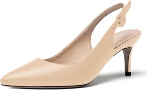 WAYDERNS Women's Slingback Pointed Toe Buckle Ankle Strap Wedding Matte Adjustable Strap Sexy Stiletto Mid Heel Pumps Shoes 2.5 Inch
