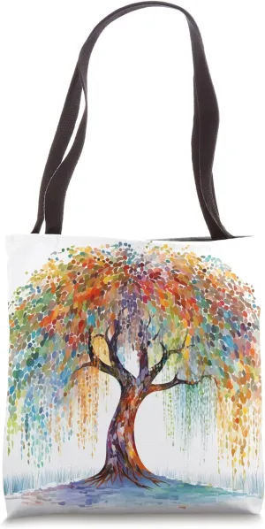 Weeping Willow Tree | Colorful Mosaic Tote Bag