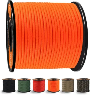 WEREWOLVES 650lb Paracord/Parachute Cord - 9 Strand Paracord Rope - 100', 200' Spools of Parachute Cord, Type III Paracord for Camping, Survival