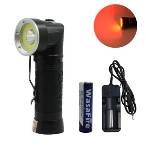 White Red Light T6   COB LED Foldable Flashlight Magnetic Tail Waterproof Lamp Torch Camp Lanterna   18650 Battery   Charger