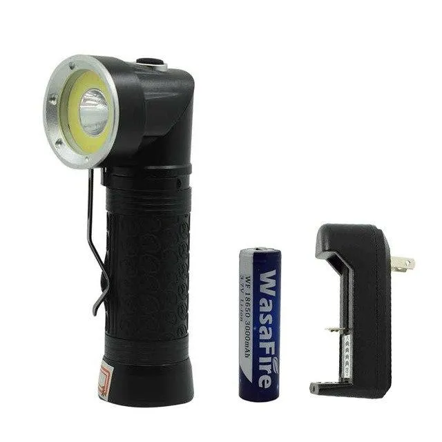 White Red Light T6   COB LED Foldable Flashlight Magnetic Tail Waterproof Lamp Torch Camp Lanterna   18650 Battery   Charger