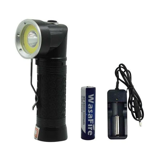White Red Light T6   COB LED Foldable Flashlight Magnetic Tail Waterproof Lamp Torch Camp Lanterna   18650 Battery   Charger