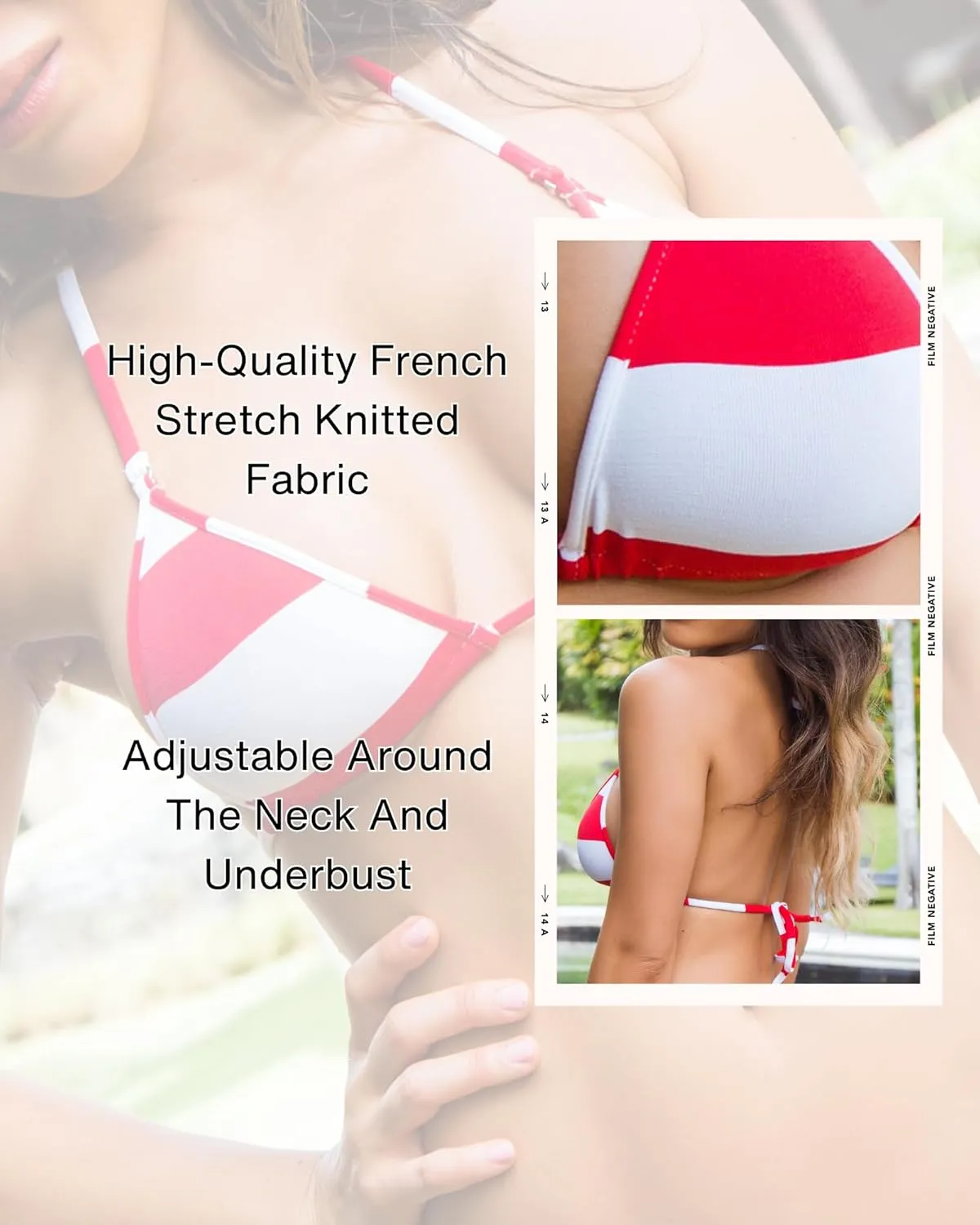 Wicked Weasel Sexy Sailor Stripe 312 Tri Top Bikini Wireless Adjustable Strap String Tie