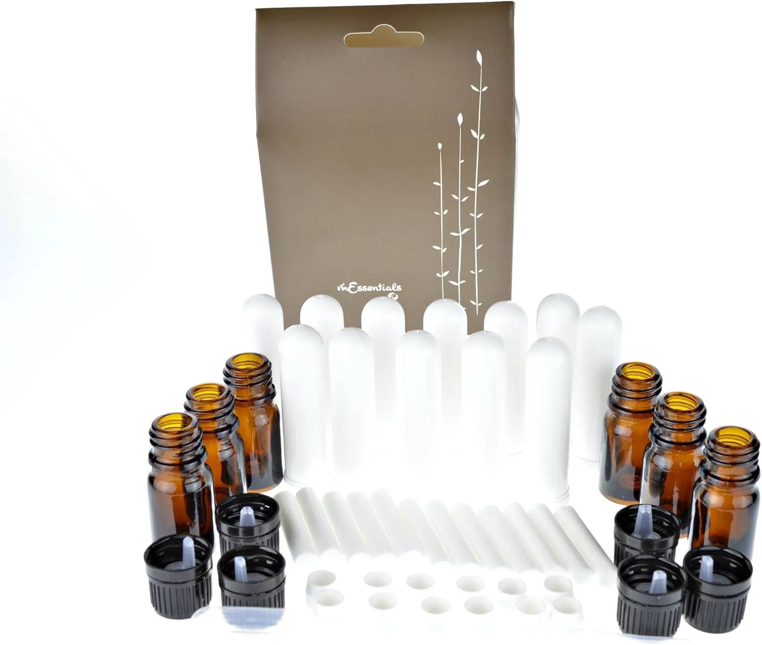 Wild Essentials Aromatherapy DIY Starter Kit, gift set includes Essential Oil Blank Inhalers (12 Pack) and Amber Bottles with Euro Dropper Cap (6 Pack)   Pippette