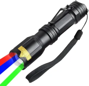 WINDFIRE Red Green Blue White Light Tactical Flashlight, Multi-Color Zoomable Hunting Flashlight, Hog Coyote Fox Predator Light for Camping Hiking