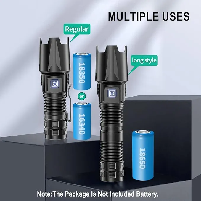 WINDFIRE Ultra Bright Flashlight USB Rechargeable, Powerful 6000 Lumen Handheld Flashlight with 4 Modes, Zoomable, IPX4 Waterproof Tactical Torch for Camping, Emergency, Dog Walking