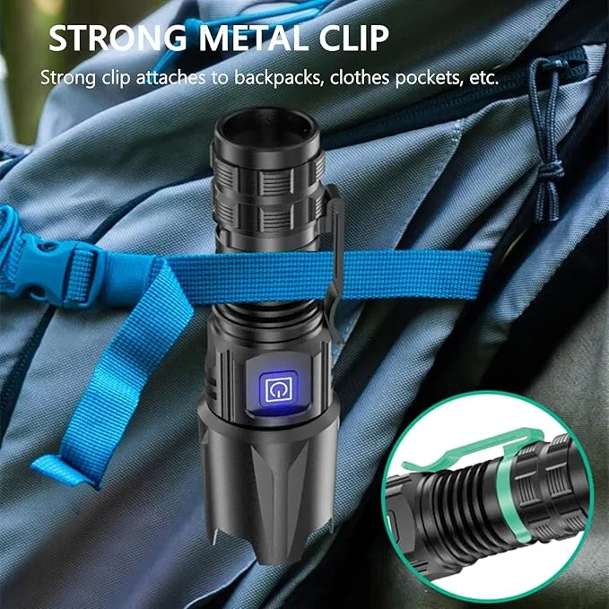 WINDFIRE Ultra Bright Flashlight USB Rechargeable, Powerful 6000 Lumen Handheld Flashlight with 4 Modes, Zoomable, IPX4 Waterproof Tactical Torch for Camping, Emergency, Dog Walking
