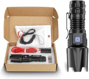 WINDFIRE Ultra Bright Flashlight USB Rechargeable, Powerful 6000 Lumen Handheld Flashlight with 4 Modes, Zoomable, IPX4 Waterproof Tactical Torch for Camping, Emergency, Dog Walking