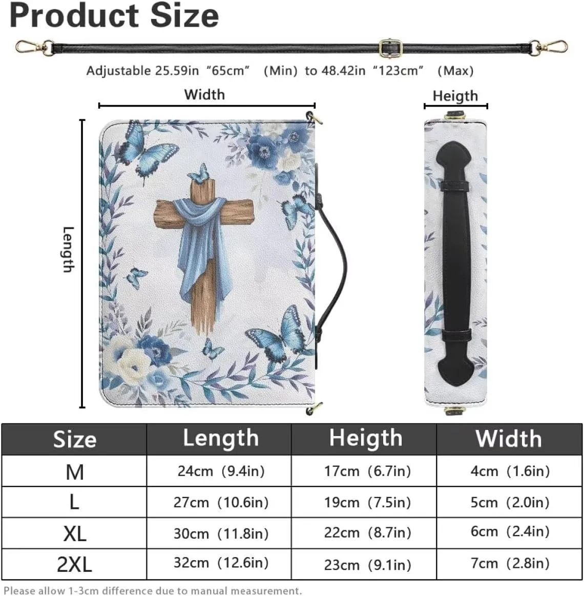 Women Bible Cover with Adjustable Strap Shoulder Strap Bag Bible Carrying Case for Church Services