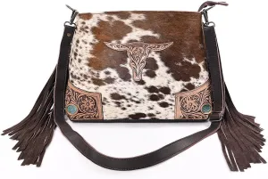 Women Natural Cowhide Leather Ladies Leather Purse Handbag With Adjustable Detachable Strap